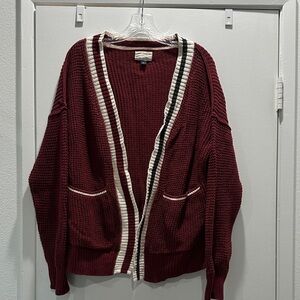 Universal Thread Maroon and Cream oversized Cardigan